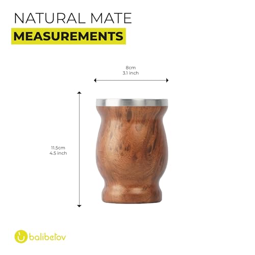 BALIBETOV 8 oz Dark Wood Yerba Mate Cup + Bombilla Set – Insulated Drinkware