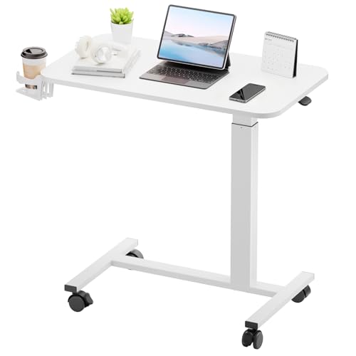 Mobile Rolling Standing Desk, Adjustable Height Overbed Laptop Table