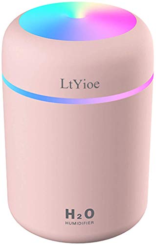 Mini USB Personal Humidifier, 2 Mist Modes, Quiet Desktop Design (Pink)