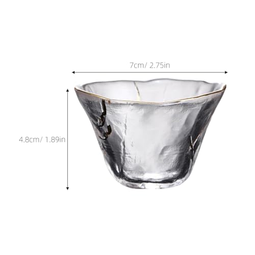 PRETYZOOM 4-Pack Glass Sake Cups with Gold Rim 70ml | Traditional Japanese Drinkware