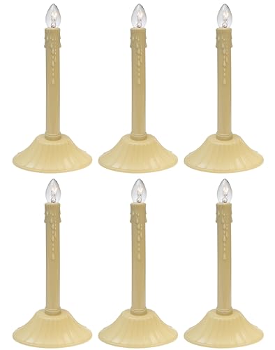 Creative Hobbies® Pack of 6 Ivory Indoor Electric Christmas Candle Lamps with Clear C7 Bulbs