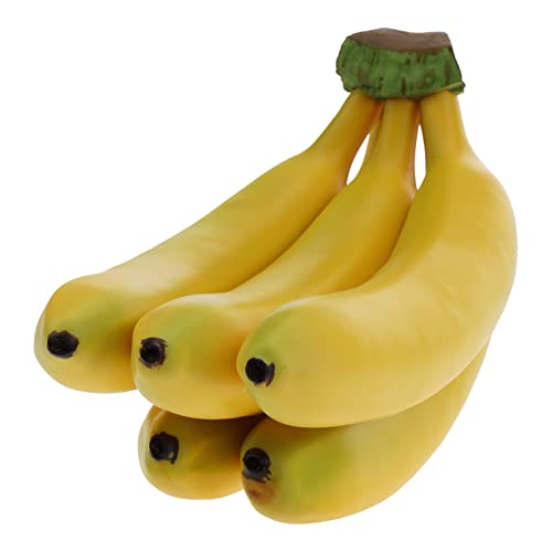 Lifelike Artificial 5 Heads Banana Bunch Decor - Eco-Friendly Plastic