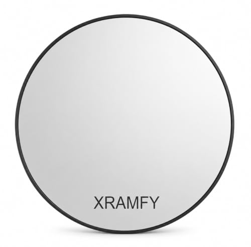 30-Inch Round Wall Mirror, Matte Black Aluminum Frame Vanity Mirror