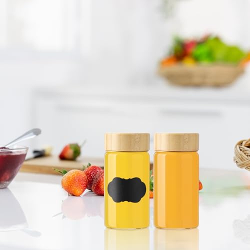 BPFY 4oz Glass Shot Bottles with Bamboo Lids, Reusable Juice & Wellness Jar Set