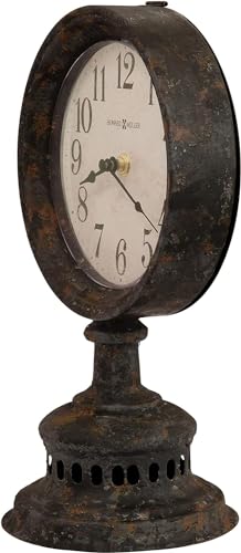 Vintage Mantel Clock, Black Metal Table Clock with Silent Quartz Movement
