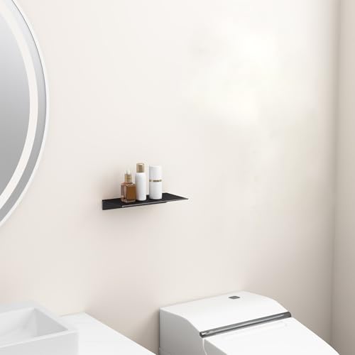 8-Inch Small Floating Wall Shelf, Matte Black Metal Storage Display Ledge
