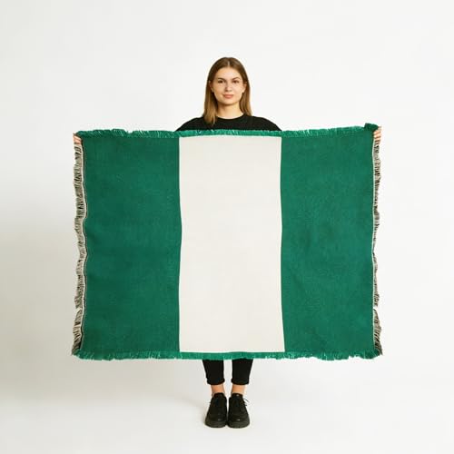 Nigeria Flag Blanket - 69x48 Cotton Woven Tapestry Throw - Made in USA