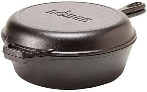 Lodge Cast Iron Combo Cooker - PFAS-Free 2-in-1 3.2 Quart Deep Pot & 10.25 Inch Skillet Set | Versatile Dutch Oven for Sourdough, Frying & Camping - Made in the USA