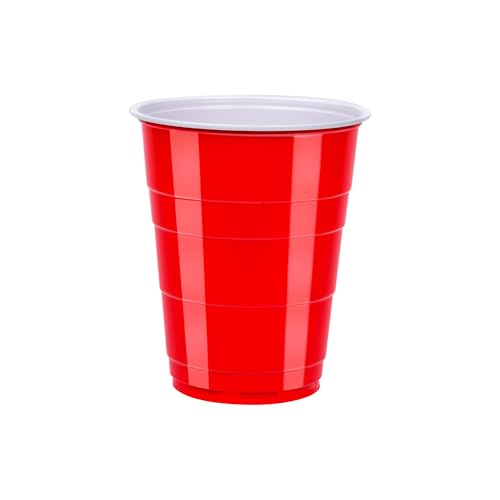 Sturdy Red Disposable Plastic Party Cups - 18oz, 50 Count