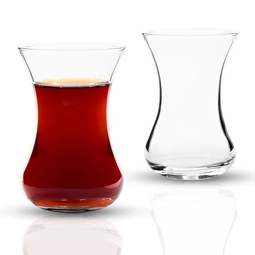 Yersiz Set of 6 Turkish Tea Glasses - Elegant Slim Tulip Shape Drinkware