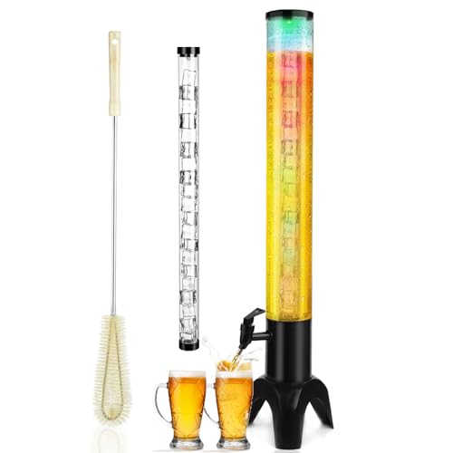 Jyyuehai 100oz/3.2 Qt Beer Dispenser Tower with Ice Tube & LED Light, 1pcs – Tabletop Beverage Tower
