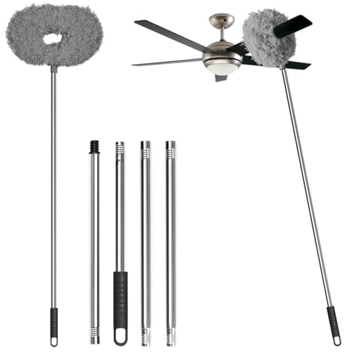 Extendable Ceiling Fan Duster with 13-50 Inch Pole - Bendable Microfiber Brush