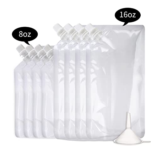 Reusable Drink Pouches with Funnel - 8oz and 16oz Travel Flask Set