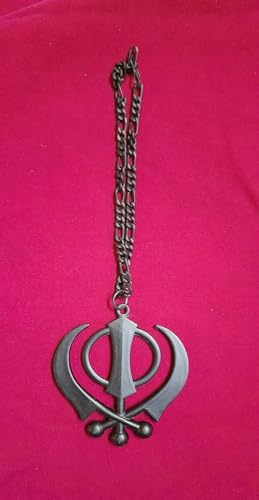 Khanda Car Rear View Mirror Hanging Ornament - Durable Black Metal