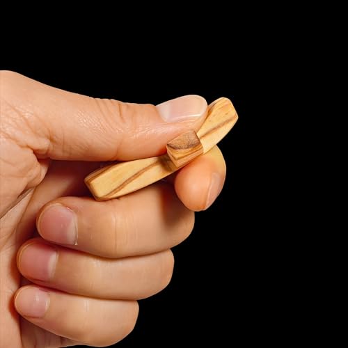 Natural Olive Wood Pocket Cross, Comfort Clinging Cross for Prayer