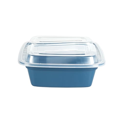 Restaurantware-Asporto 26 Ounce Compartment Take Out Boxes, 100 Microwavable Meal Prep Containers - 2 Compartments, With Clear Plastic Lids, Midnight Blue Plastic Food Containers, Do Not Contain BPA