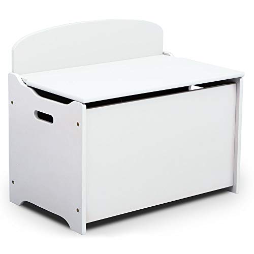 Deluxe Wooden Toy Box with Slow-Closing Safety Lid, Bianca White
