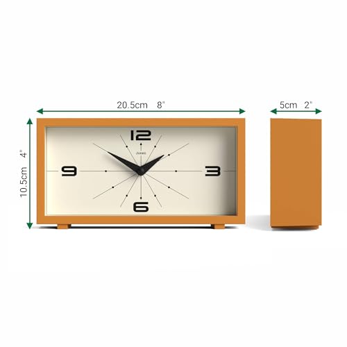 Modern Rectangular Desk Clock - Mustard Yellow Retro Shelf Clock