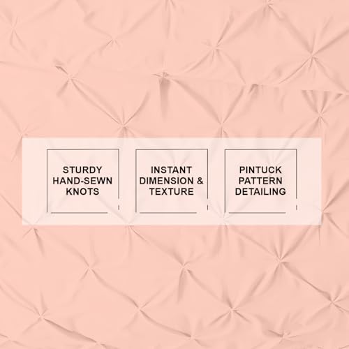 Queen/Full Size Pintuck Duvet Cover - 100% Egyptian Cotton - 1000 Thread Count - Zipper Closure - Peach 90" x 90"