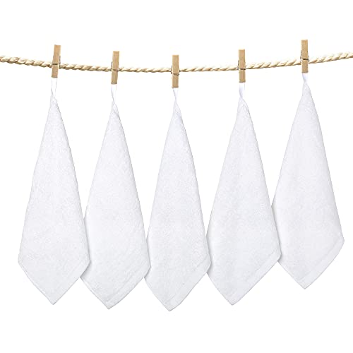 Yoofoss White 10x10 Inch Bamboo Rayon Washcloths - Pack of 10, Multi-Purpose Facial & Baby Towels