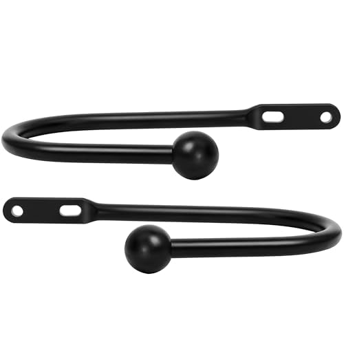 Wall Mount Curtain Tiebacks, 6-Inch Metal Drapery Holdbacks, Black - 2 Pack