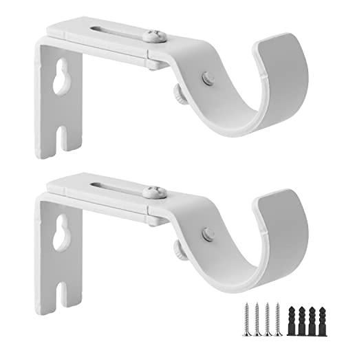 Adjustable Heavy Duty Curtain Rod Brackets - Set of 2, Fits 1 Inch Rods