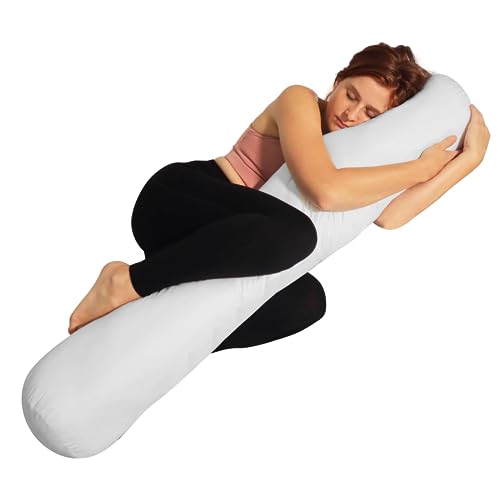 48-Inch Adjustable Round Body Pillow with Zipper Cover - Soft Support