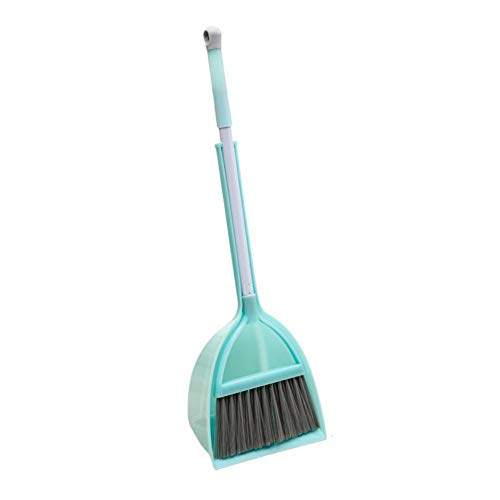 Kids Mini Broom and Dustpan Set - Pretend Play Housekeeping Toy (Light Blue)
