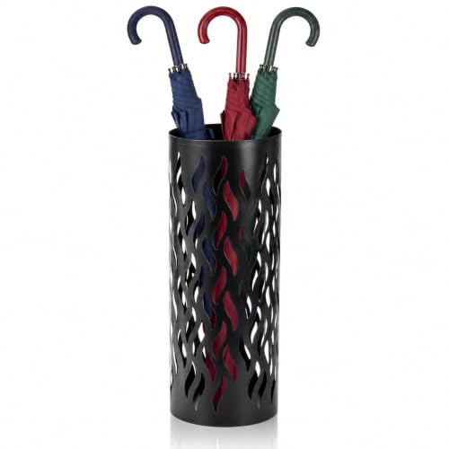 Modern Metal Umbrella Stand - Freestanding Entryway Storage Rack, Black