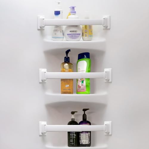 Adjustable RV Shower Corner Storage Bar - 3 Pack Aluminum Travel Organizer