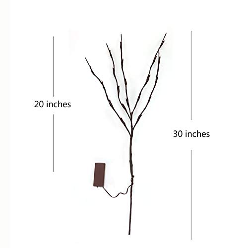 2-Pack Battery-Operated LED Willow Branch Lights, 30" Warm White Twigs
