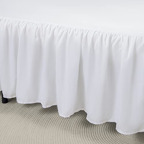 Queen Size Ruffled Bed Skirt with Split Corners - 14 Inch Drop, White