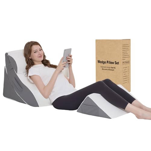 Orthopedic Wedge Pillow Set – 4PCS Adjustable Memory Foam for Post-Surgery Recovery & Pain Relief