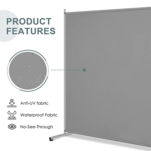 Freestanding Large Room Divider Privacy Screen, 71"W x 69.5"H Grey Partition