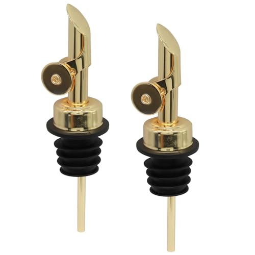 2 Pack Gold Auto Flip Pour Spouts for Bottles - Universal Fit Kitchen & Bar