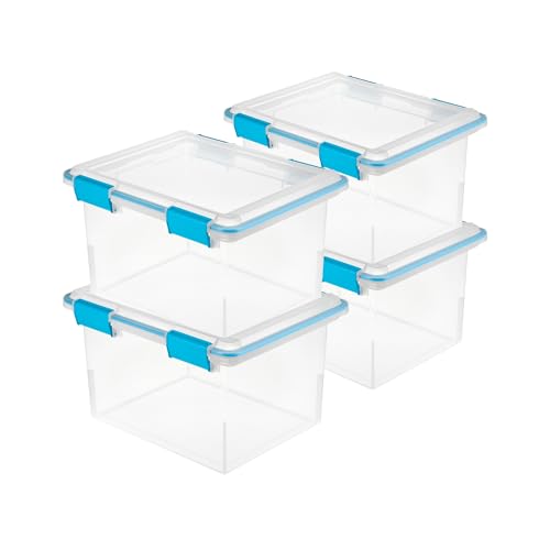 Sterilite 32 Qt Gasket Box Stackable Storage Bin 4-Pack