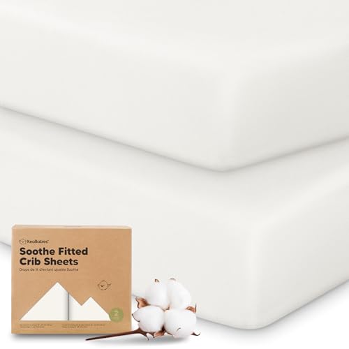 KeaBabies Organic Cotton Fitted Crib Sheets 2-Pack - Soft White