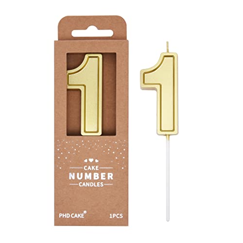 PHD Luxe Gold 2.76 Inch Number Birthday Candle - Gold, Party Celebration, Brand: PHD CAKE
