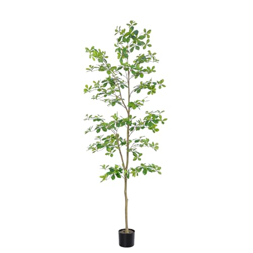 7ft Tall Faux Black Olive Tree with Realistic Leaves for Indoor Decor
