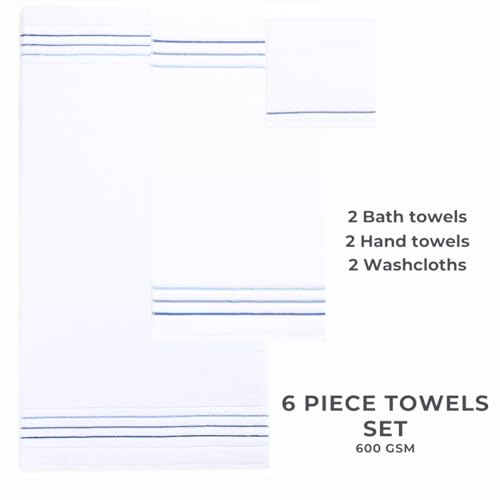 6-Piece Luxury Cotton Bath Towel Set, Soft & Absorbent Quick-Dry Hotel Towels