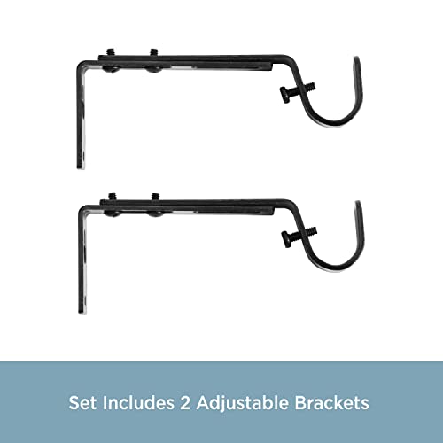 Adjustable Curtain Rod Brackets, 3/4 Inch, Black Finish (2-Pack)
