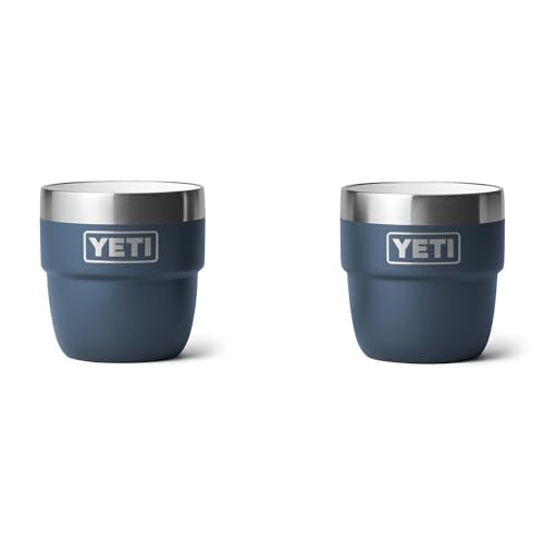 YETI Navy 4 oz Stackable Stainless Steel Espresso Cups - Vacuum Insulated, DuraSip Ceramic Lined, 2 Pack