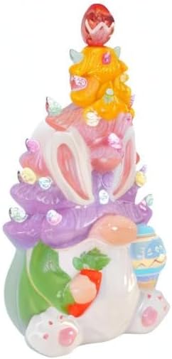 Timer Easter Decorations - Light Up Bunny & Gnome Ceramic Tree Decor | Spring Centerpieces