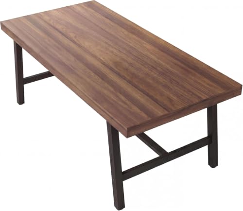 71-Inch Industrial Rectangular Dining Table for 6-8 People, Heavy Duty Wood