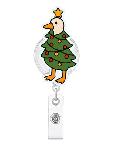 Tree Goose Christmas Badge Reel – Jarolydian Retractable ID Holder, Funny Goose Design