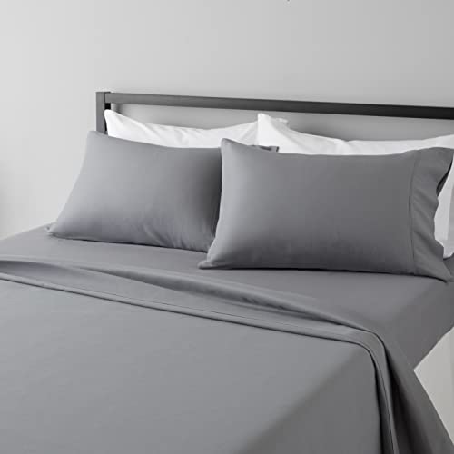 Amazon Basics Microfiber 4-Piece Bed Sheet Set, Full, Dark Gray