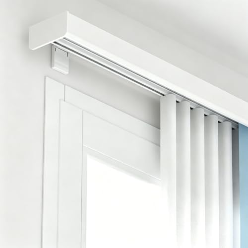 Heavy-Duty Dual Curtain Track with Pelmet Box, 7.9ft Wall-Mount Rail