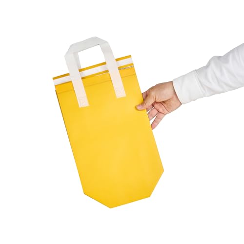 Restaurantware Insulated Delivery Bags 25 Count 8.268 x 4.331 x 10.63 Inches Nonwoven Take Out Bags For Food With Sturdy Handles, Yellow Insulated Grocery Bags Tamper-Evident Foldable