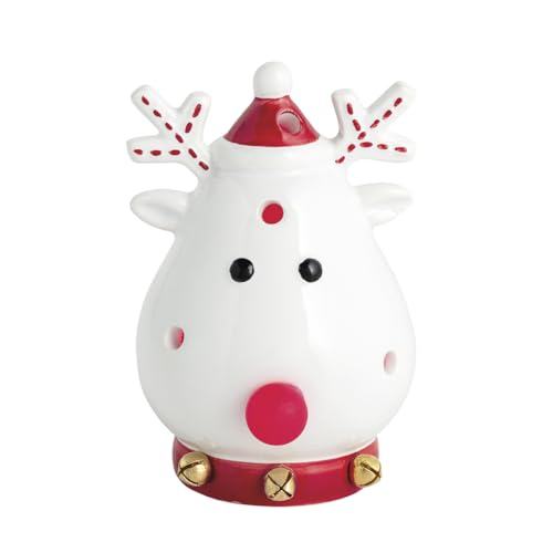 LED Light-Up Ceramic Reindeer Tabletop Figurine - White Holiday Decor