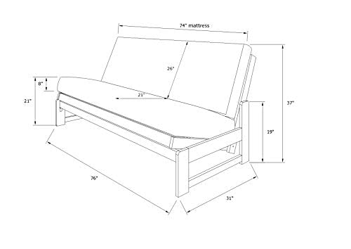 Full Size Futon Sofa Bed with Mocha Hardwood Frame and 7-Inch Mattress